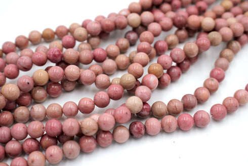 Rhodonite Gemstone Beads, 8mm, Round